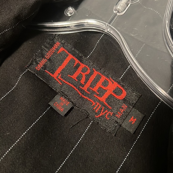 Tripp NYC Mens Black Pinstripe Button Blazer Jacket Y2K Goth Punk Daangoodman - Picture 5 of 8